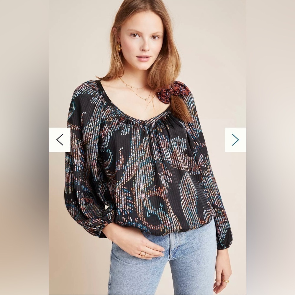 Anthropologie Maeve - Madeira Burnout Satin Blouse